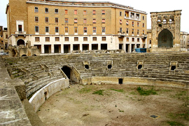 ANFITEATRO LECCE The southernmost tip of Puglia "Salento" has the distinction of being surrounded by two seas, the Ionian on the west and the Adriatic on the east. This is the part of Puglia that Landscape Properties has chosen for its amazing masseria project. Masserie are traditional flat-roofed Puglia farmhouses usually on one level and built around a courtyard. There are old ones left to restore, but they are getting pricey and harder to find. Our alternative is a custom-built masseria in its own five-acre olive grove.. You have 21st- century standards but the house is built of local stone in traditional style, using techniques passed down through the generations.