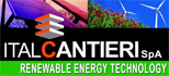 Italcantieri S.p.A. produce en Italia centrales electricas con turbinas eolicas y plantas completas de paneles solares fotovoltaicos de alta tecnologia para la generacion y cogeneracion de energia electrica con fuentes renovables, produccion de energia limpia ecologica con sistemas de alta tecnologia producidas en Italia sin contaminar el ambiente, nuestra ingegneria mecania y de energia renovable, sistemas productivos de turbinas y capacidad de instalacion y mantenimiento nos permiten de satisfacer Grandes y Pequeos Clientes. Energia renovable altamente eficiente y respetando el ambiente ideales para Industrias, Ciudades y paises que desean Energia limpia