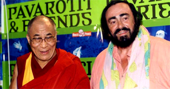 DALAI LAMA AND PAVAROTTI Luciano Pavarotti and his Friends, an organization created to help and support carity organizations around the world, a big concert every summer in Modena Italy with Brian May from Queen, Steve Wonder, George Michael, Zucchero, Laura Pausini, Lady Diana as special guest, The Spice girls, Andrea Bocelli, Bono from U2, Liza Minelli, and an incredible list of international guest coming to help childrens as Luciano's Friends