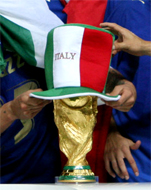 WE ARE THE FOOTBALL SOCCER WORLD CHAMPIONS... For only the second time in World Cup history, the final was settled on a penalty shootout. Fabio Grosso, the goal hero in the semifinal against Germany, scored the winning penalty for four-time champions Italy... Materazzi had been busy at both ends of the field. The Italian defender conceded a penalty and scored a goal in the first half to even the match against France at 1-1 in the World Cup final