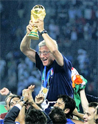Italy coach Marcello Lippi admitted leading his side to World Cup final triumph was the pinnacle of his memorable career. The Azzurri lifted the trophy for a fourth time in their history following a dramatic penalty shoot-out victory in Berlin, after which the former Juventus boss said: "This is the most satisfying moment of my life. Winning the World Cup is the greatest moment that any coach or footballer can ever feel." 