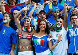 ITALIAN TIFOSI... WE ARE THE FOOTBALL SOCCER WORLD CHAMPIONS... For only the second time in World Cup history, the final was settled on a penalty shootout. Fabio Grosso, the goal hero in the semifinal against Germany, scored the winning penalty for four-time champions Italy... Materazzi had been busy at both ends of the field. The Italian defender conceded a penalty and scored a goal in the first half to even the match against France at 1-1 in the World Cup final